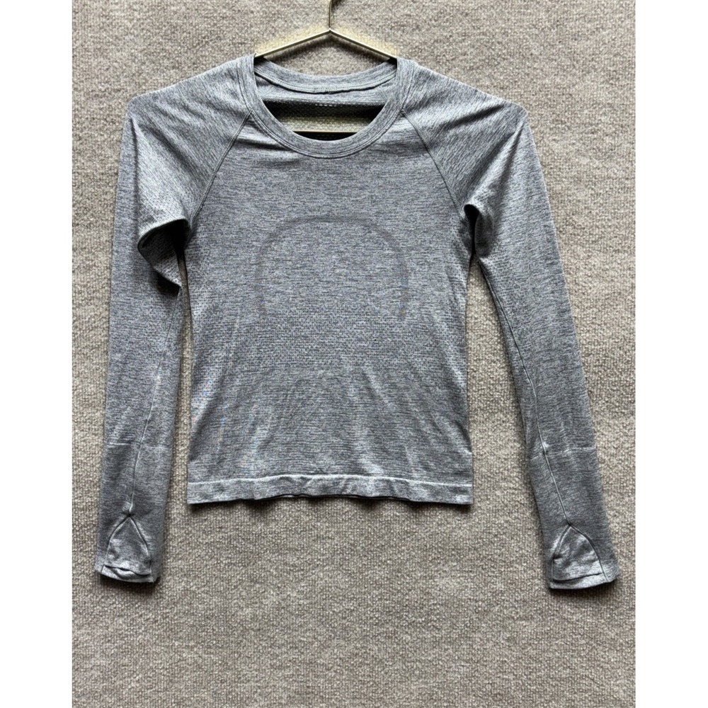 Lululemon Swiftly Tech Long Sleeve Shirt Thumbholes Gray Women's Size 2 Yoga Run